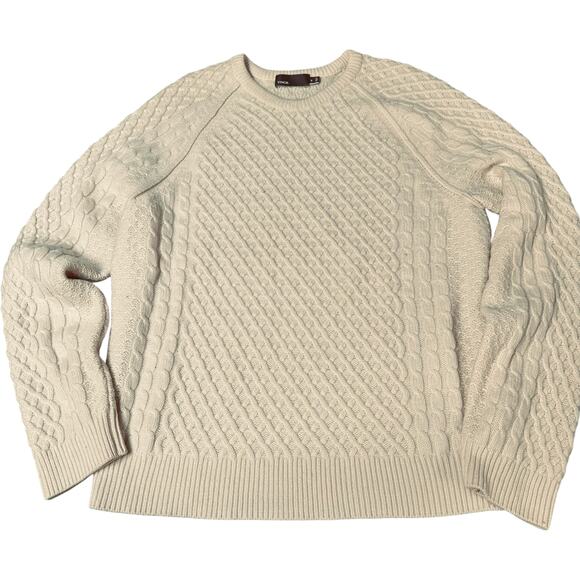 Vince Other - VINCE Wool Cashmere Cable Knit Sweater XL Cream Ivory Fisherman Pullover